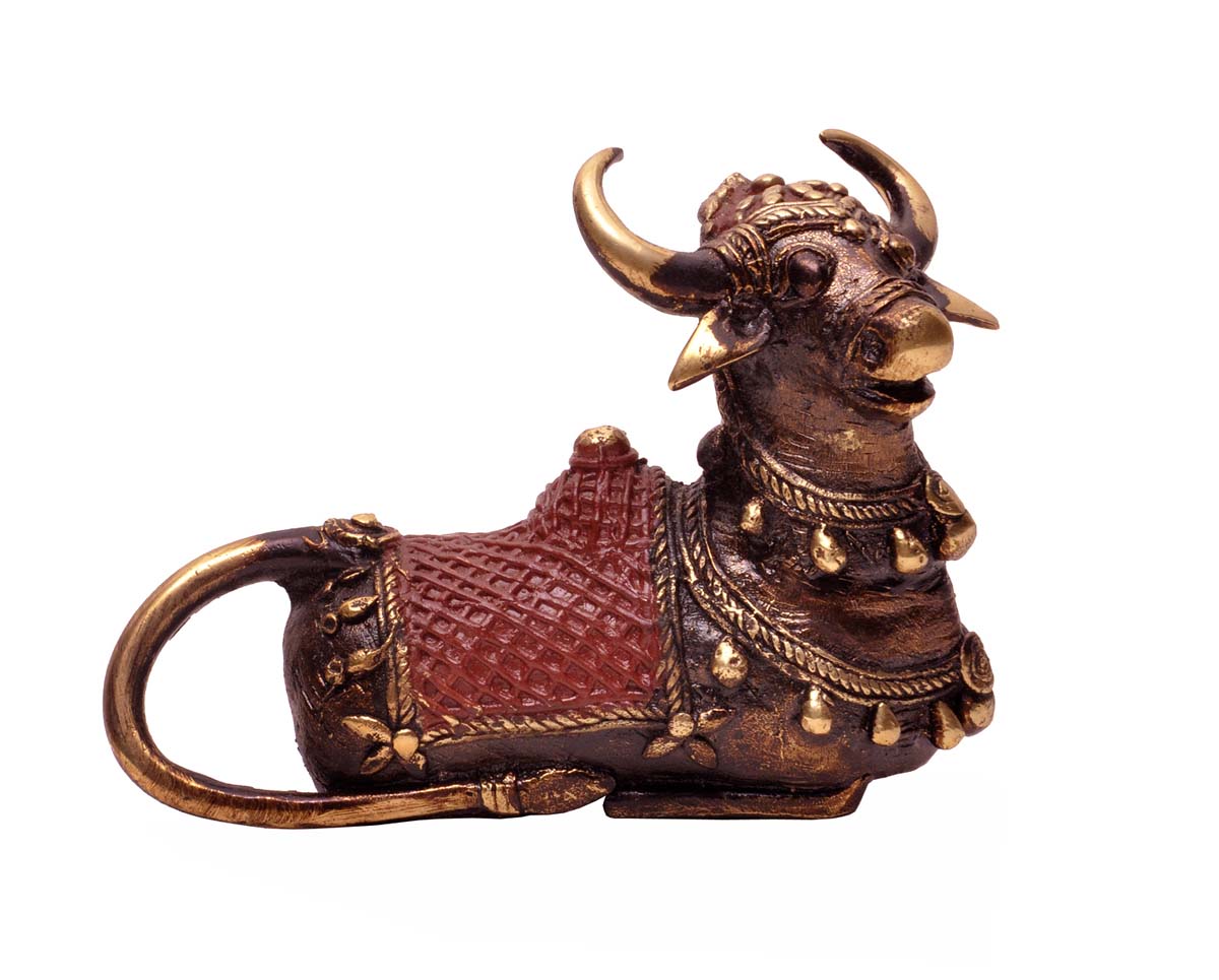 Wholesale Dhokra Metal Art Bull Sculpture/Figurine - Bulk Buy Decorative Handmade 6.5” Auspicious Nandi Bull Statue in Bronze - Lucky Bull Home Decor Statues & Sculptures