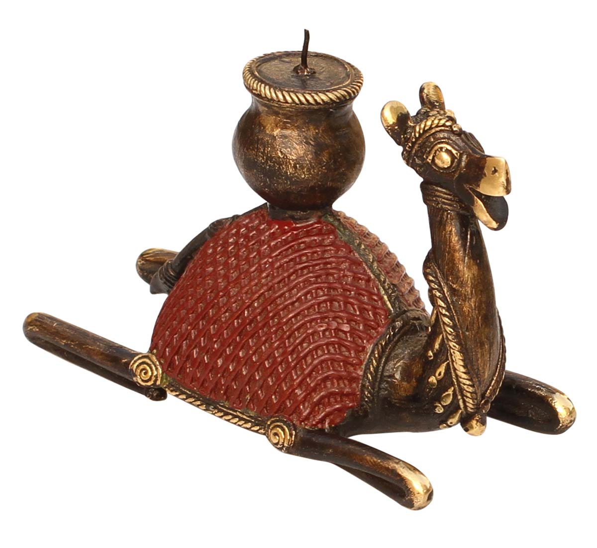Wholesale Bronze Metal Camel Figurine with Candle/Tealight Holder - Handmade Dhokra Metal Camel (Desert King) Sculpture/Statue - Unique Gift Items - Home Decor from India