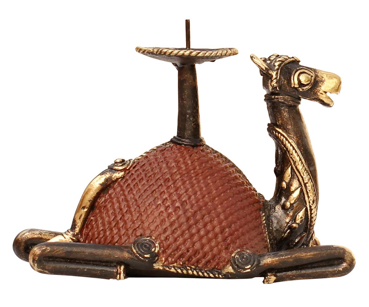 Wholesale Bronze Metal 5.5” Camel Figurine with Candle/Tealight Holder - Handmade Dhokra Metal Camel (Desert King) Sculpture/Statue - Unique Gift Items - Home Decor from India