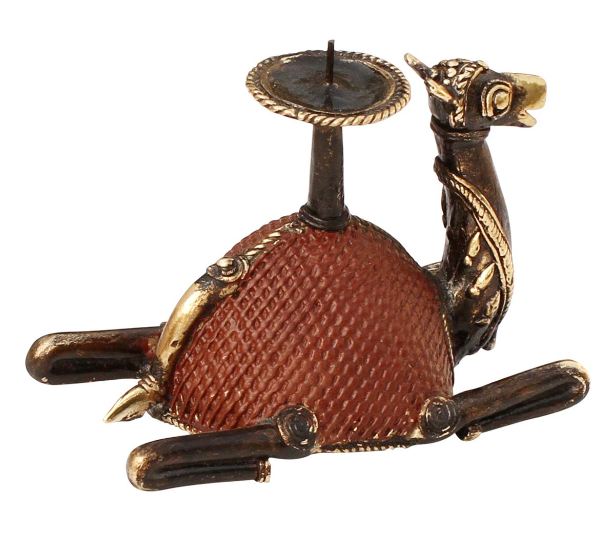 Wholesale Bronze Metal 5.5” Camel Figurine with Candle/Tealight Holder - Handmade Dhokra Metal Camel (Desert King) Sculpture/Statue - Unique Gift Items - Home Decor from India