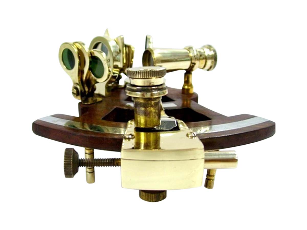Wholesale Nautical Gifts – 4 Inch Decorative Marine Sextant – Brass & Wood – Golden & Brown Color – Unique & Rare Collectibles in Bulk