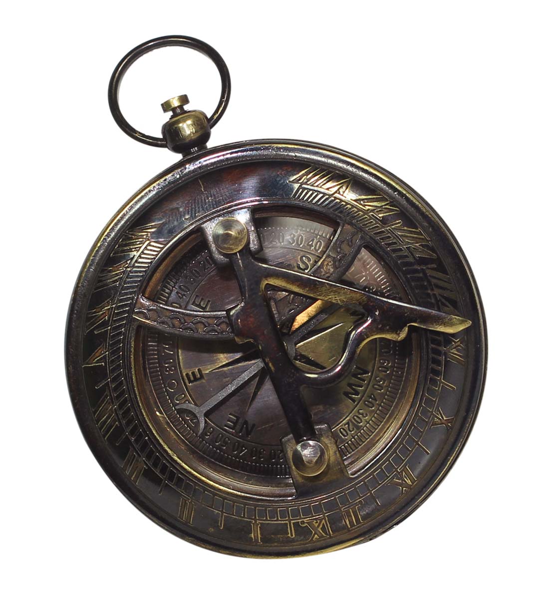 Magnetic Sundial Compass in Brass – 3” Nautical Device with Engraved Imprint of Scale - Vintage-Look Collectibles / Gifts from India - Buy in Bulk Wholesale