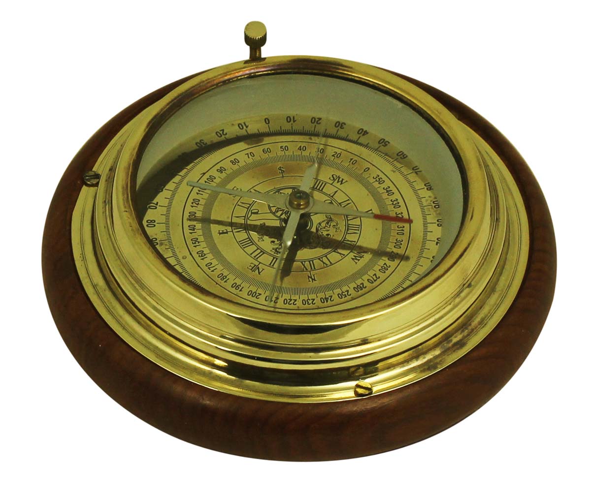 Wholesale 5.5”Nautical Magnetic Compass in Brass & Wood - Bulk Buy Retro-Look Functional Marine Device-Handmade Nautical Devices/Antique-Look Collectibles/Corporate & Personal Gifts from India
