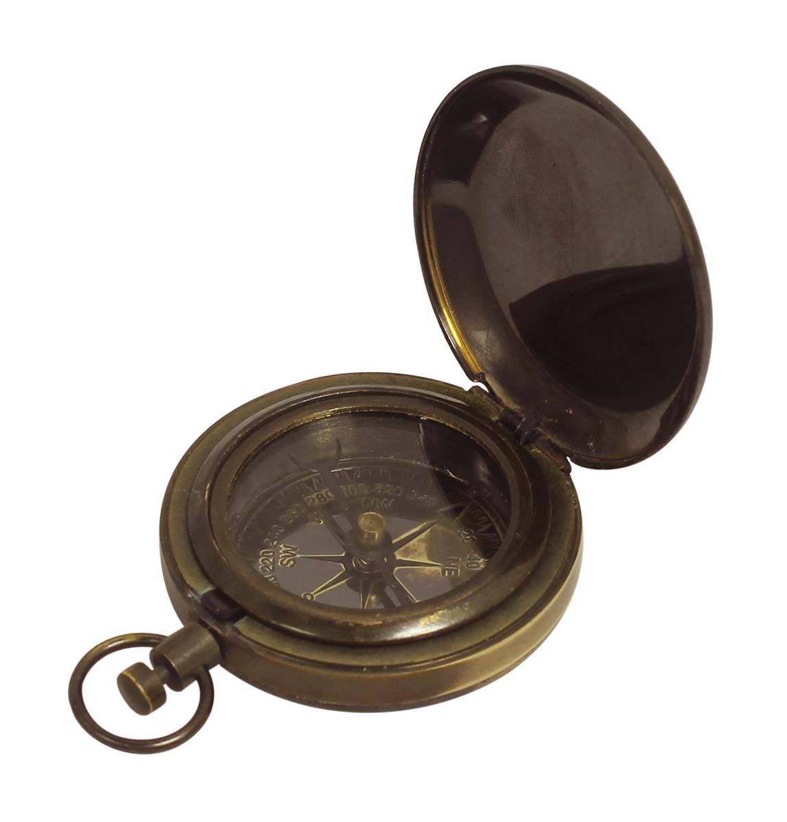 Magnetic Compass in Brass with Push Button & Anchor Engraving – 2” Nautical Device / Vintage-Look Collectibles / Gifts from India - Buy in Bulk Wholesale