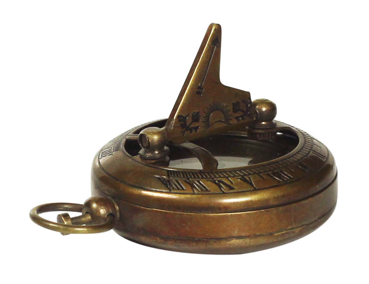 Sundial One Year Compass in Brass – 3” Magnetic Device with Engraved Imprint of Scale - Retro-Look Collectibles / Gifts from India - Buy in Bulk Wholesale