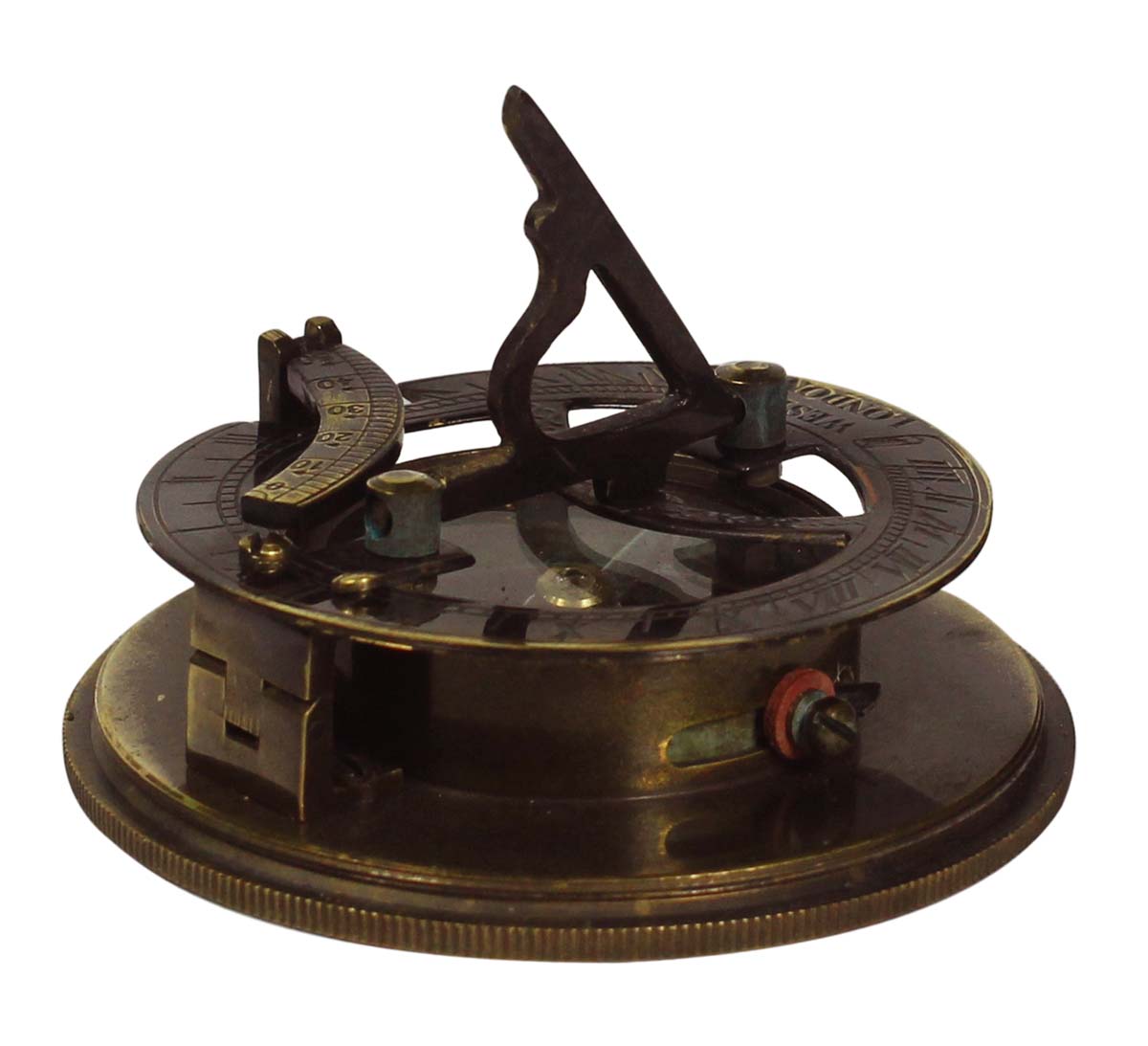 Sundial One Year Compass in Brass with Lid – 3” Magnetic Device with Engraved Imprint of Scale - Retro-Look Collectibles / Gifts from India - Buy in Bulk Wholesale