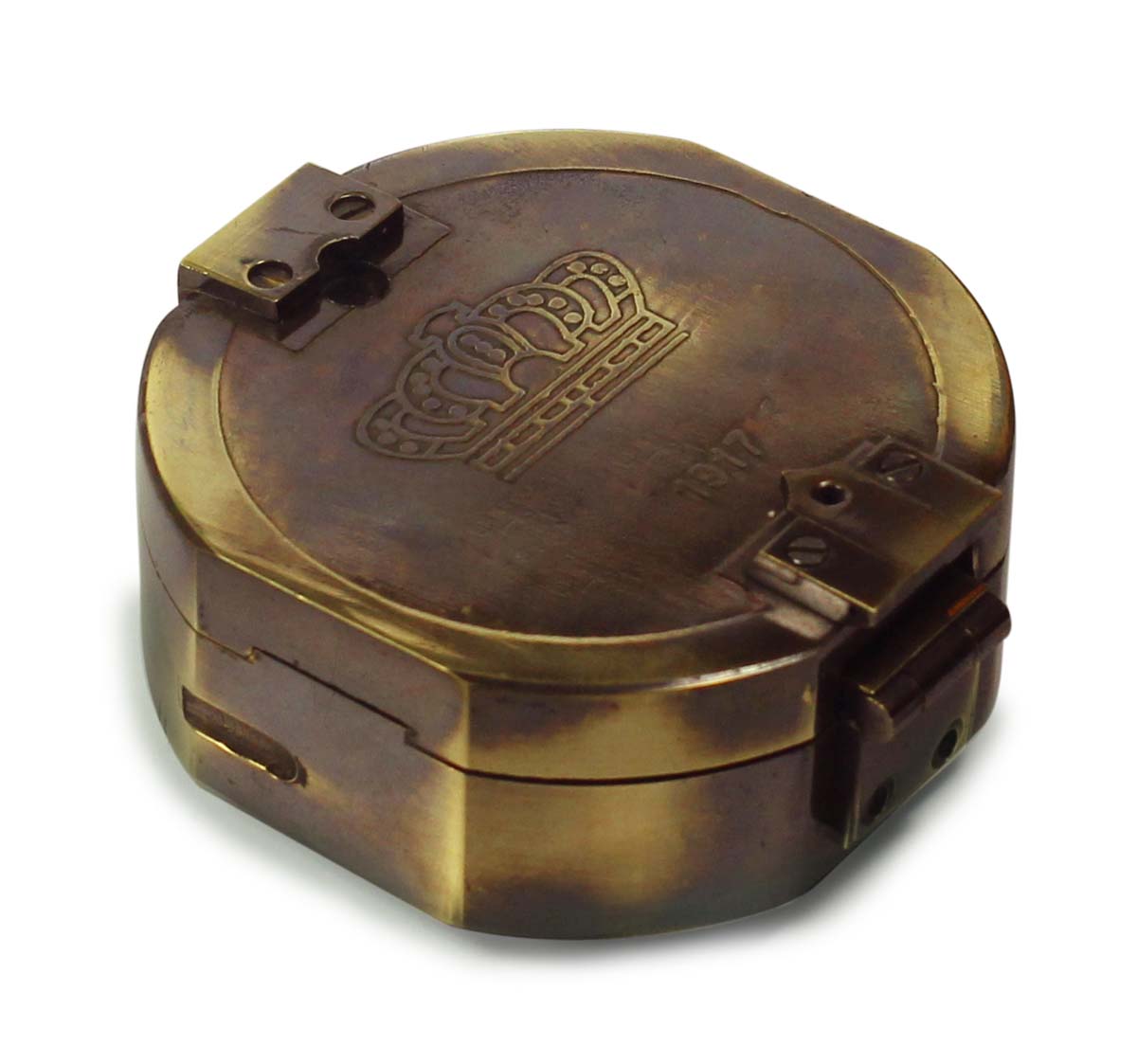 Compass in Brass with Push Button – 3” Magnetic Device with Mirror - Retro-Look Collectibles / Gifts from India - Buy in Bulk Wholesale
