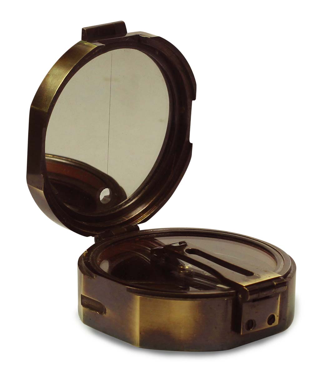 Compass in Brass with Push Button – 3” Magnetic Device with Mirror - Retro-Look Collectibles / Gifts from India - Buy in Bulk Wholesale