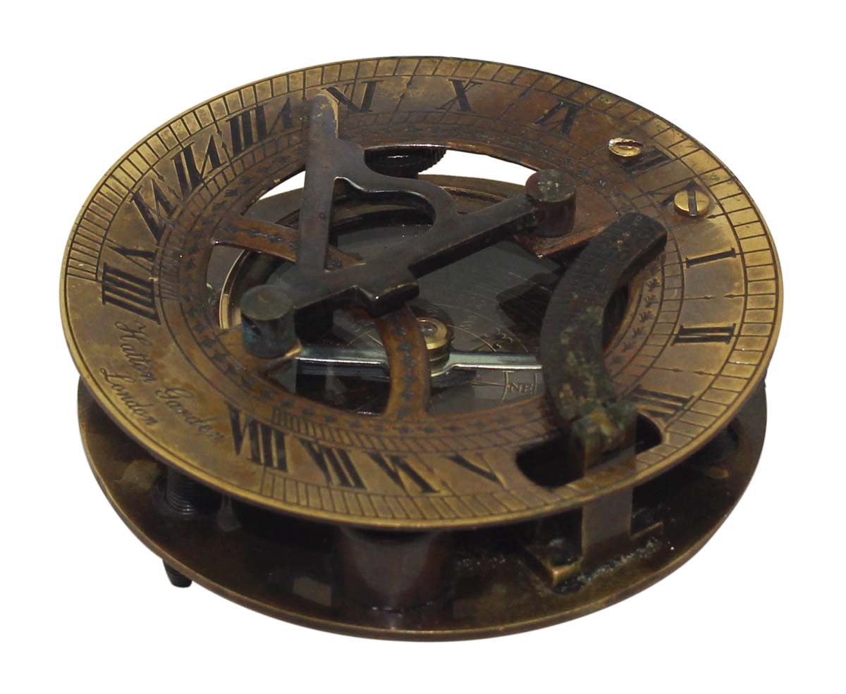 Sundial One Year Compass in Brass – 3” Magnetic Device with Engraved Imprint of Scale - Retro-Look Collectibles / Gifts from India - Buy in Bulk Wholesale