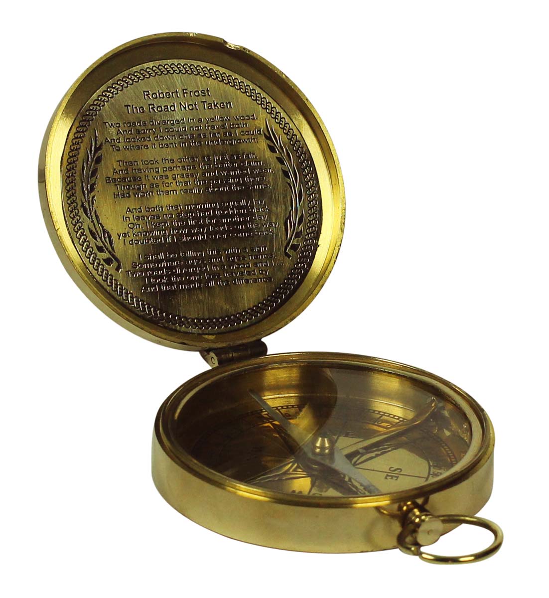 Wholesale 3.5”Nautical Magnetic Brass Compass with Lid - Bulk Buy Retro-Look Functional Nautical Device with Engraved Imprint of Poem - Handmade Nautical Devices/Antique-Look Replica Collectibles/Gifts from India