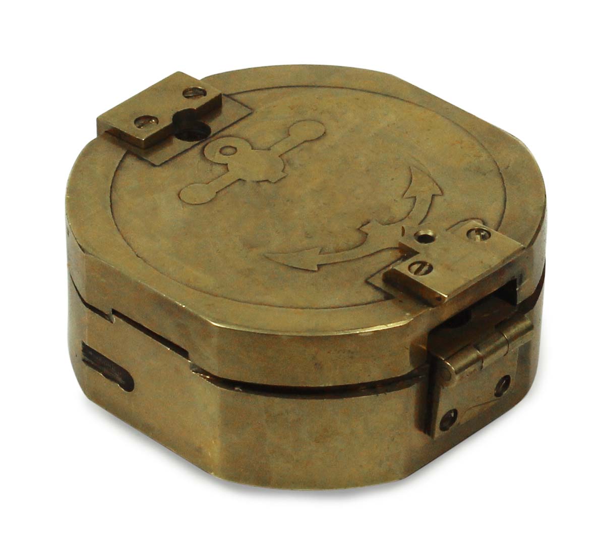 Compass in Brass with Push Button – 3” Magnetic Device with Mirror - Retro-Look Collectibles / Gifts from India - Buy in Bulk Wholesale