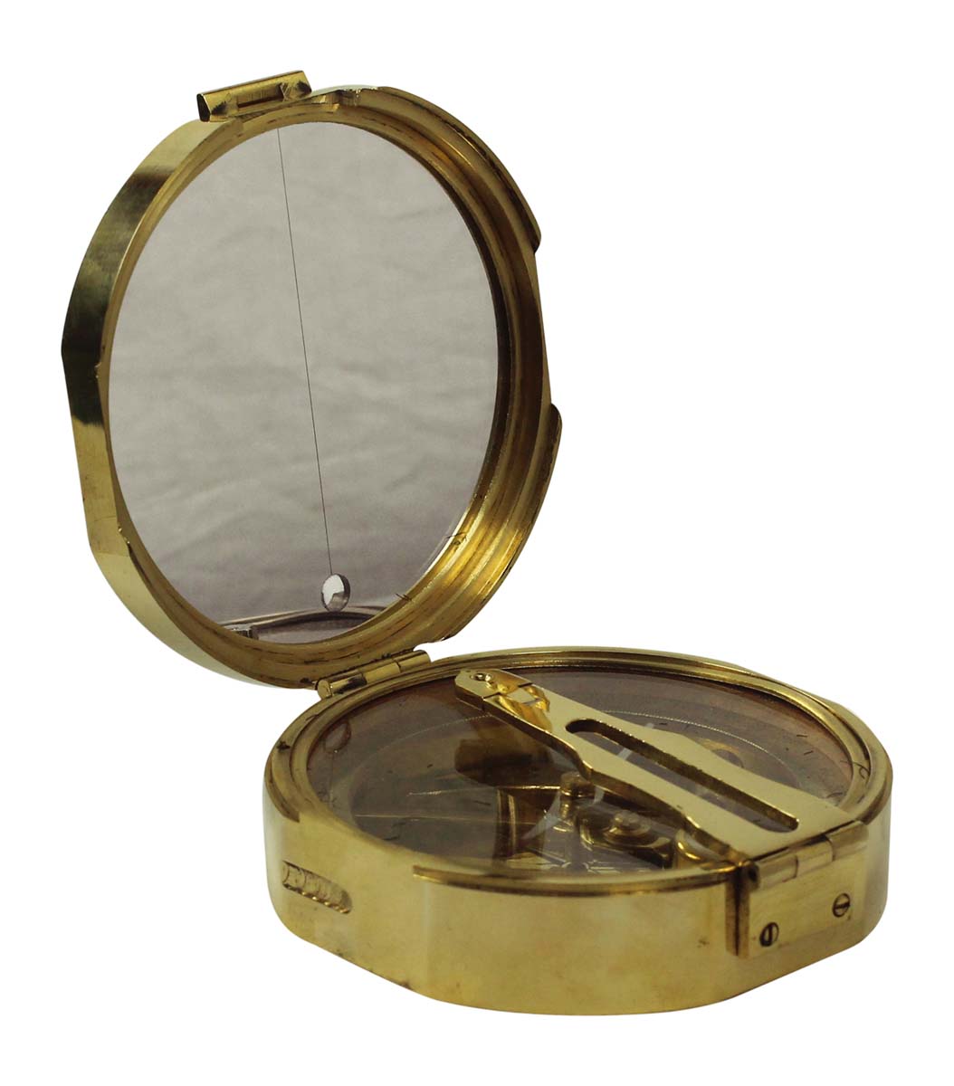 Folding Compass in Brass – 4” Nautical Device with Mirror & Scale Imprint – Retro-Look Collectibles / Gifts from India - Buy in Bulk Wholesale