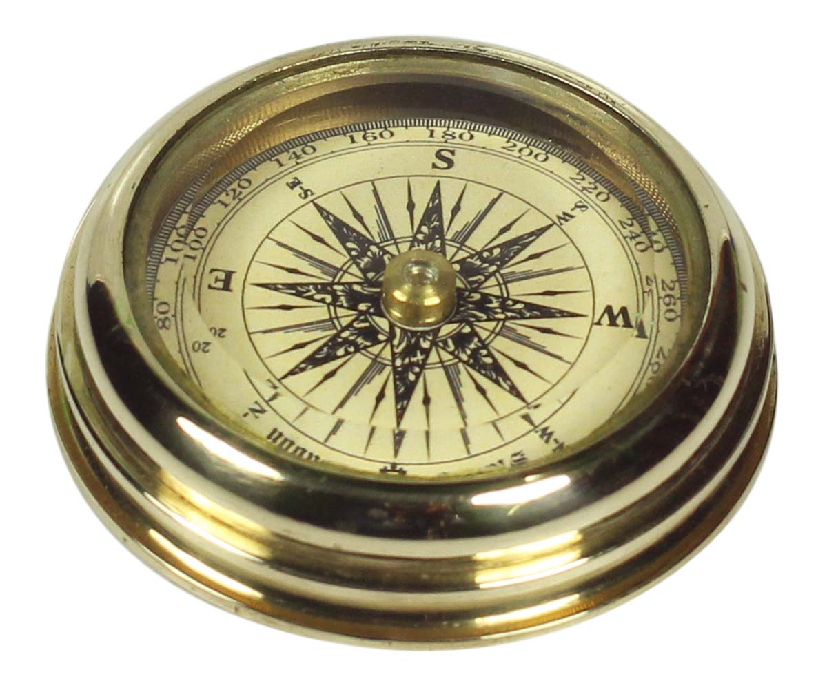 Nautical Lensatic Compass in Brass in Golden Finish – 2” Magnetic Device with High Accuracy – Antique-Look Collectibles / Gifts from India - Buy in Bulk Wholesale