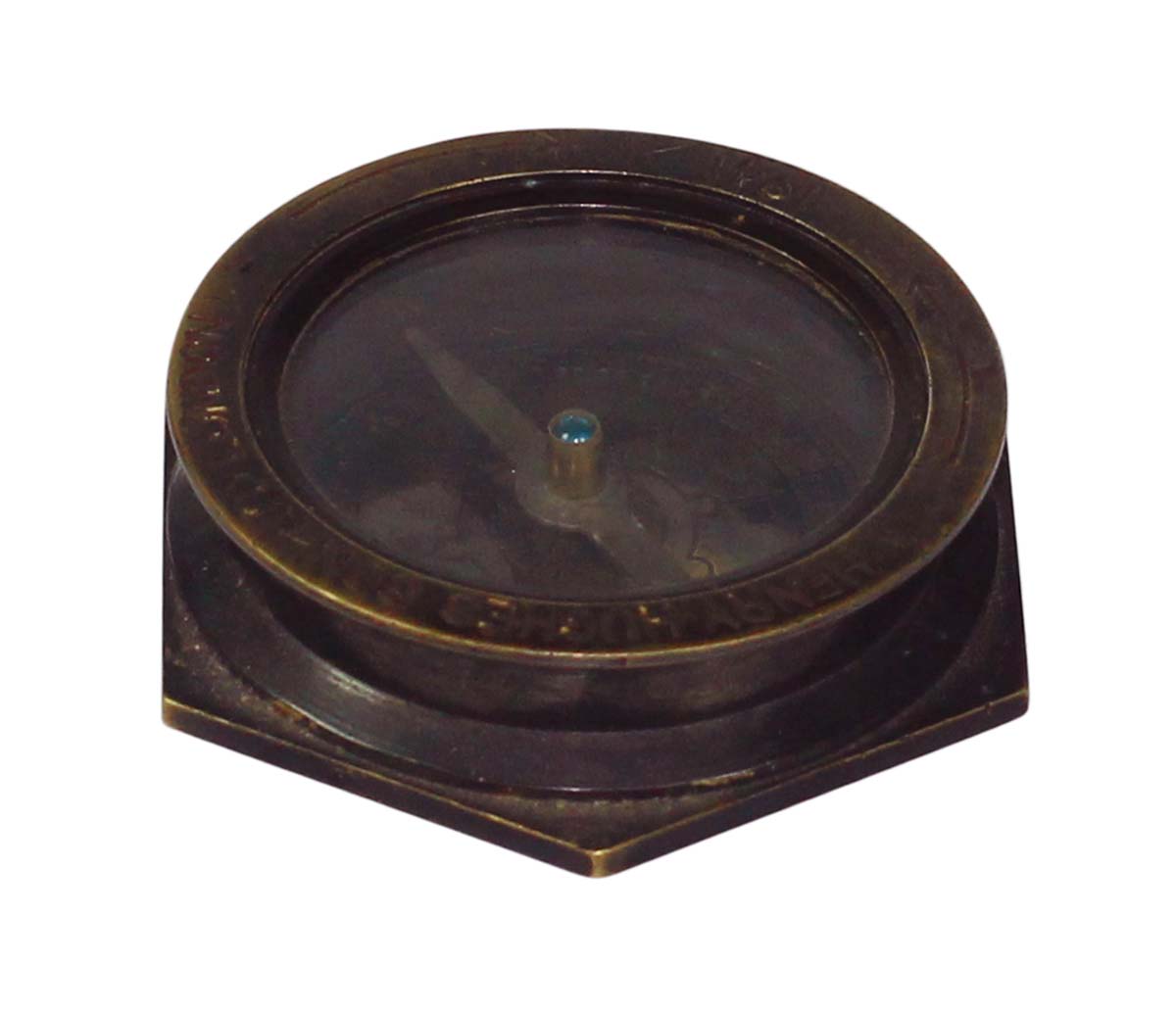 Magnetic Compass in Brass – 2” Nautical Device with Hexagonal Edges - Retro-Look Collectibles / Gifts from India - Buy in Bulk Wholesale