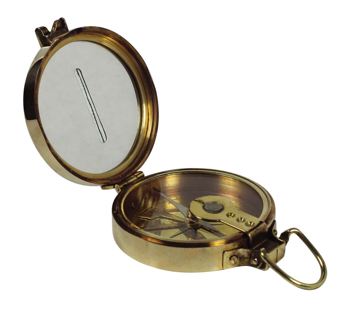Folding Engineering Lensatic Compass in Brass – 3” Vintage-Look Navigation Magnetic Device - Military Fashioned Corporate / Personal Gifts from India. Buy in Bulk Wholesale - Buy in Bulk Wholesale
