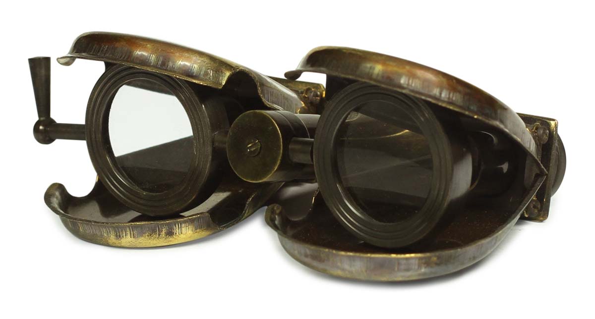 3” Sailor Boat Pair of Binoculars in Antique Black Brass with Double Flap - Nautical Devices / Antique-Look Collectibles / Gifts from India - Buy in Bulk Wholesale