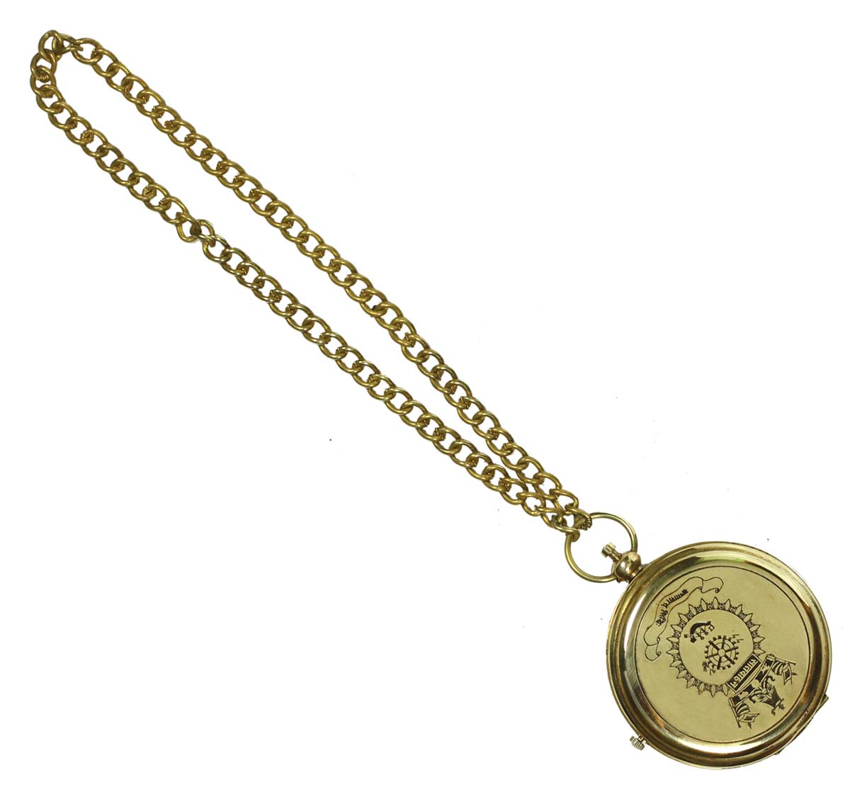 2” Military Pocket Chain Watch with Push Button in Brass – Vintage-Look Nautical Devices / Antique-Look Collectibles / Gifts from India - Buy in Bulk Wholesale