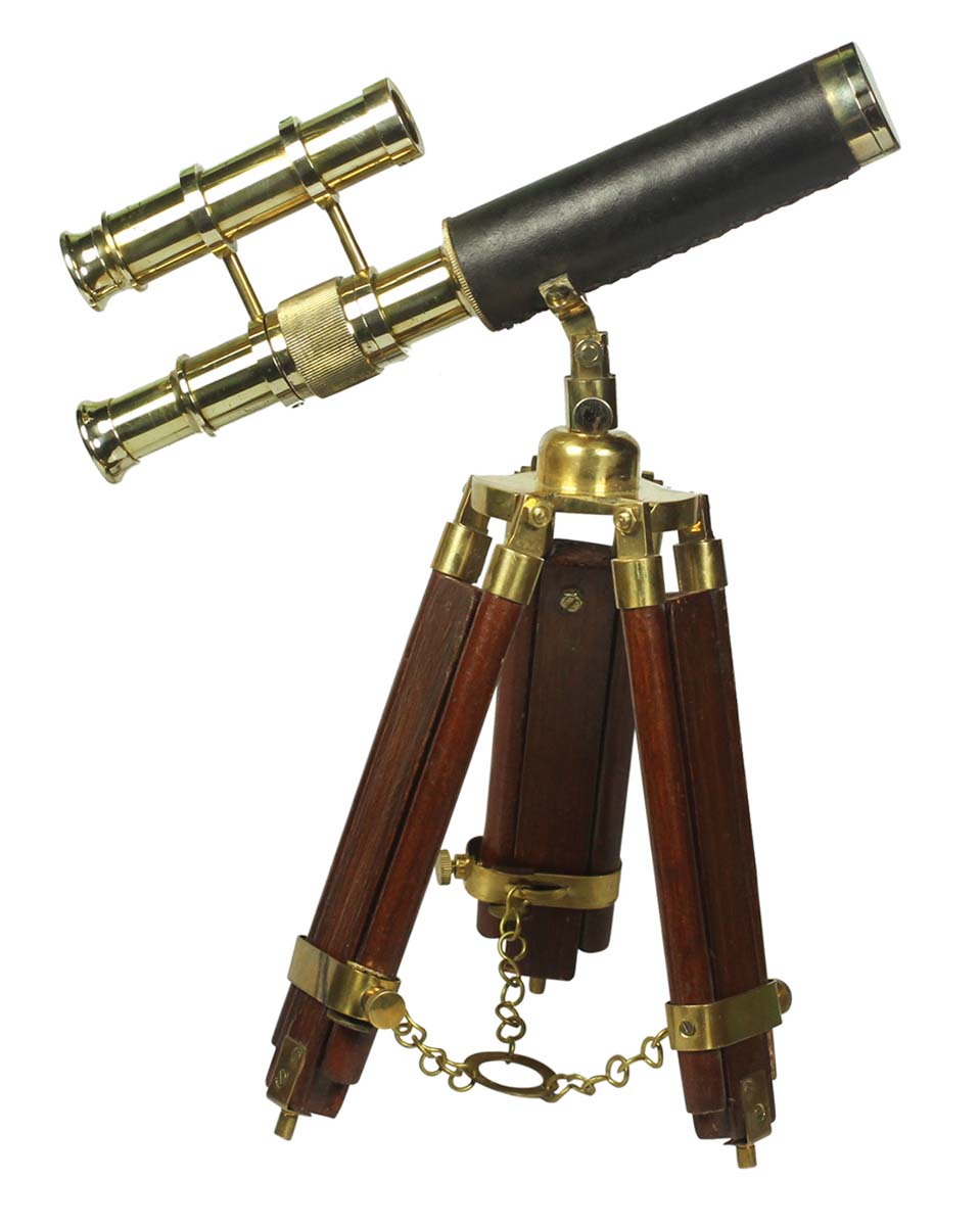 9.5” Sailor Boat Double Barrel Telescope with Stand in Brass - Nautical Devices / Antique-Look Collectibles / Gifts from India – Home Décor - Buy in Bulk Wholesale