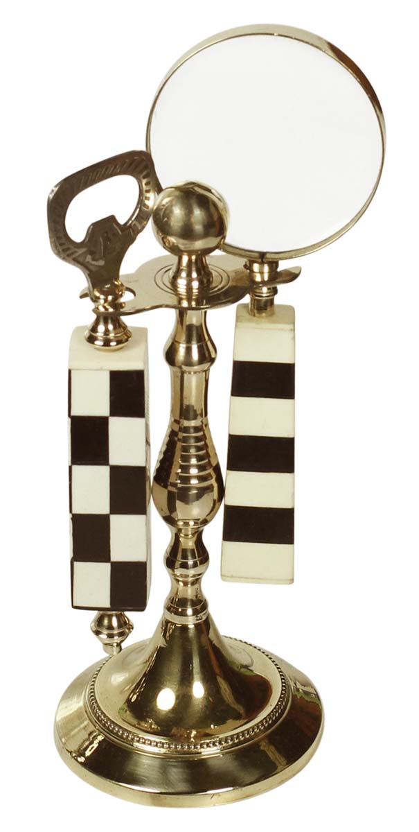 8.5” Magnifying Glass & Opener Set with Tripod Stand in Brass & Natural Bone – Handheld Nautical Tools / Antique-Look Collectibles / Gifts from India - Buy in Bulk Wholesale