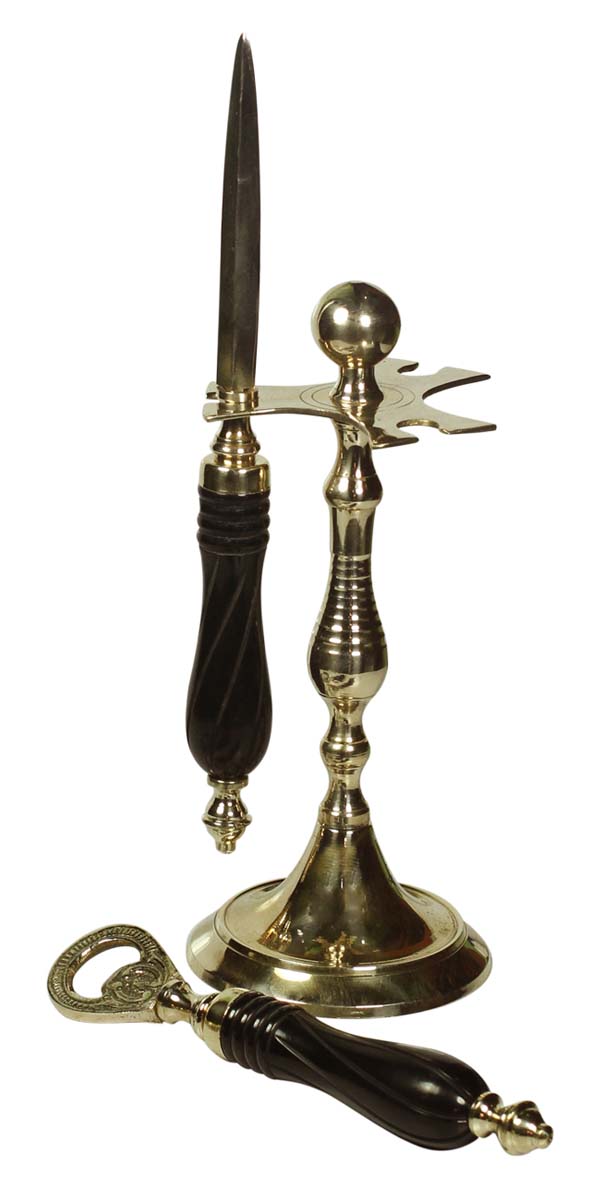 8” Magnifying Glass, Letter Opener & Bottle Opener Set with Tripod Stand in Brass & Natural Bone – Handheld Nautical Tools / Antique-Look Collectibles / Gifts from India - Buy in Bulk Wholesale