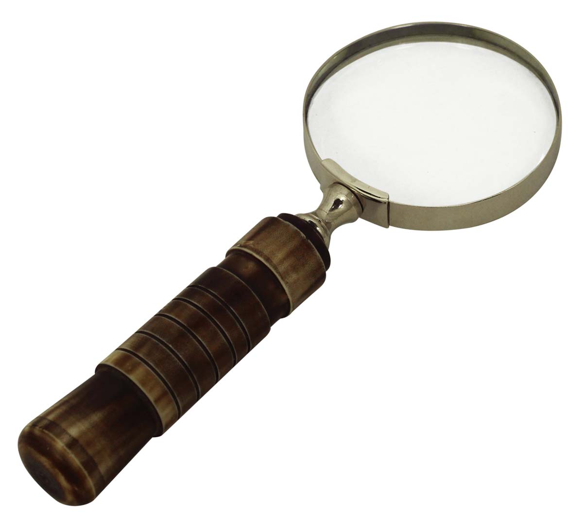 8” Magnifying Glass / Lens in Golden Brass & Natural Bone – Handheld Magnifier / Nautical Device / Vintage-Look Collectibles / Gifts from India - Buy in Bulk Wholesale