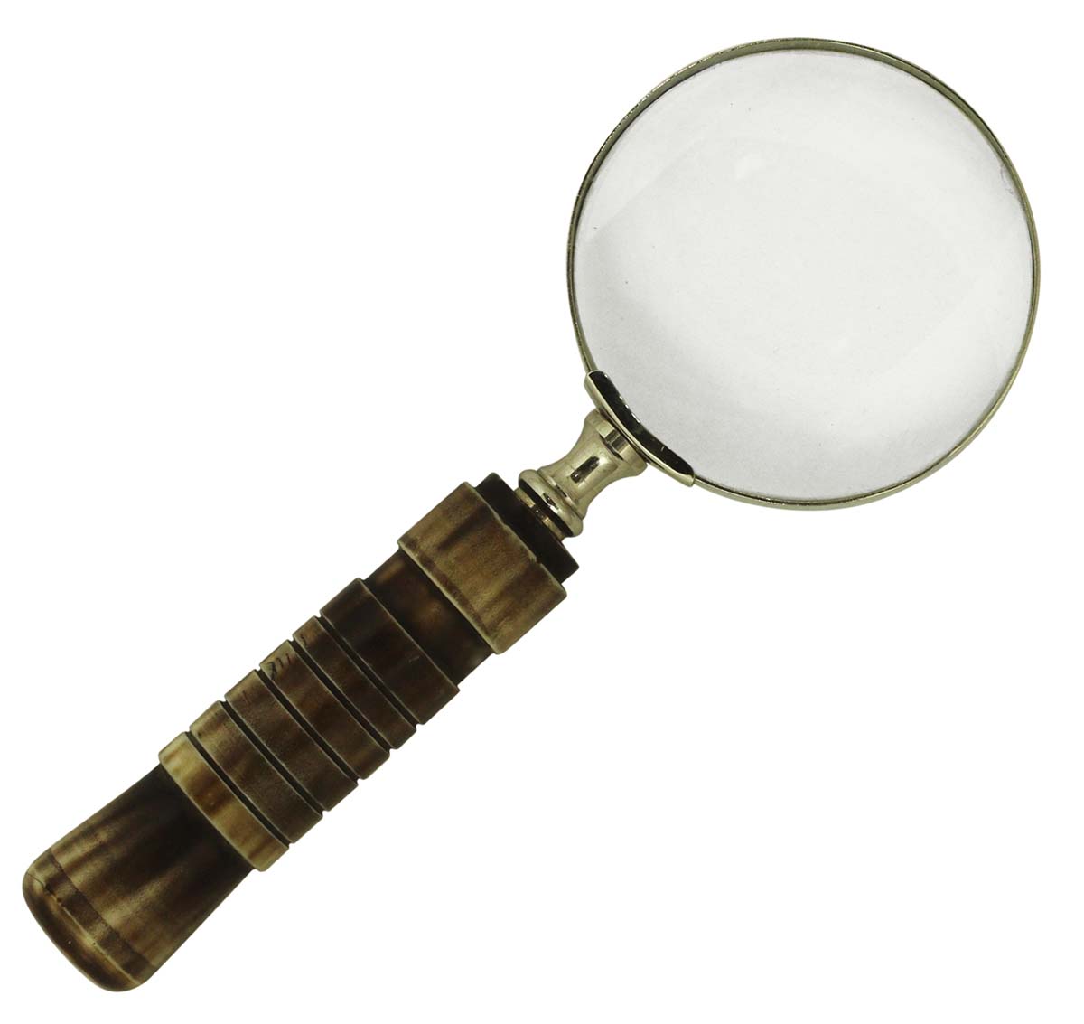 8” Magnifying Glass / Lens in Golden Brass & Natural Bone – Handheld Magnifier / Nautical Device / Vintage-Look Collectibles / Gifts from India - Buy in Bulk Wholesale