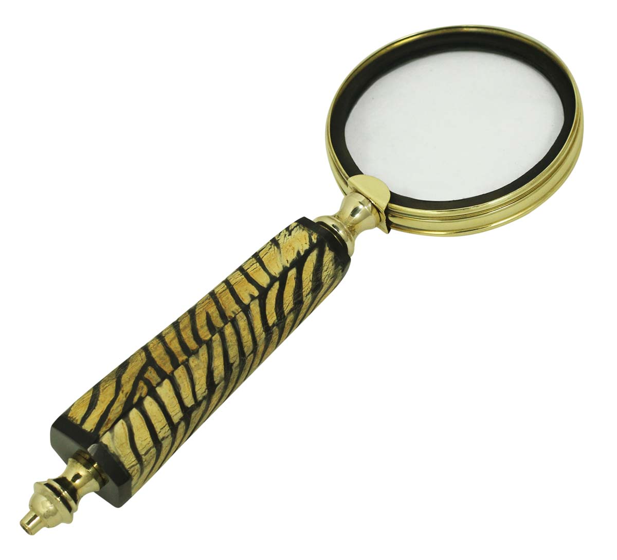 7.5” Magnifying Glass / Lens in Golden Brass & Natural Bone – Handheld Magnifier / Nautical Device / Antique-Look Collectibles / Gifts from India - Buy in Bulk Wholesale