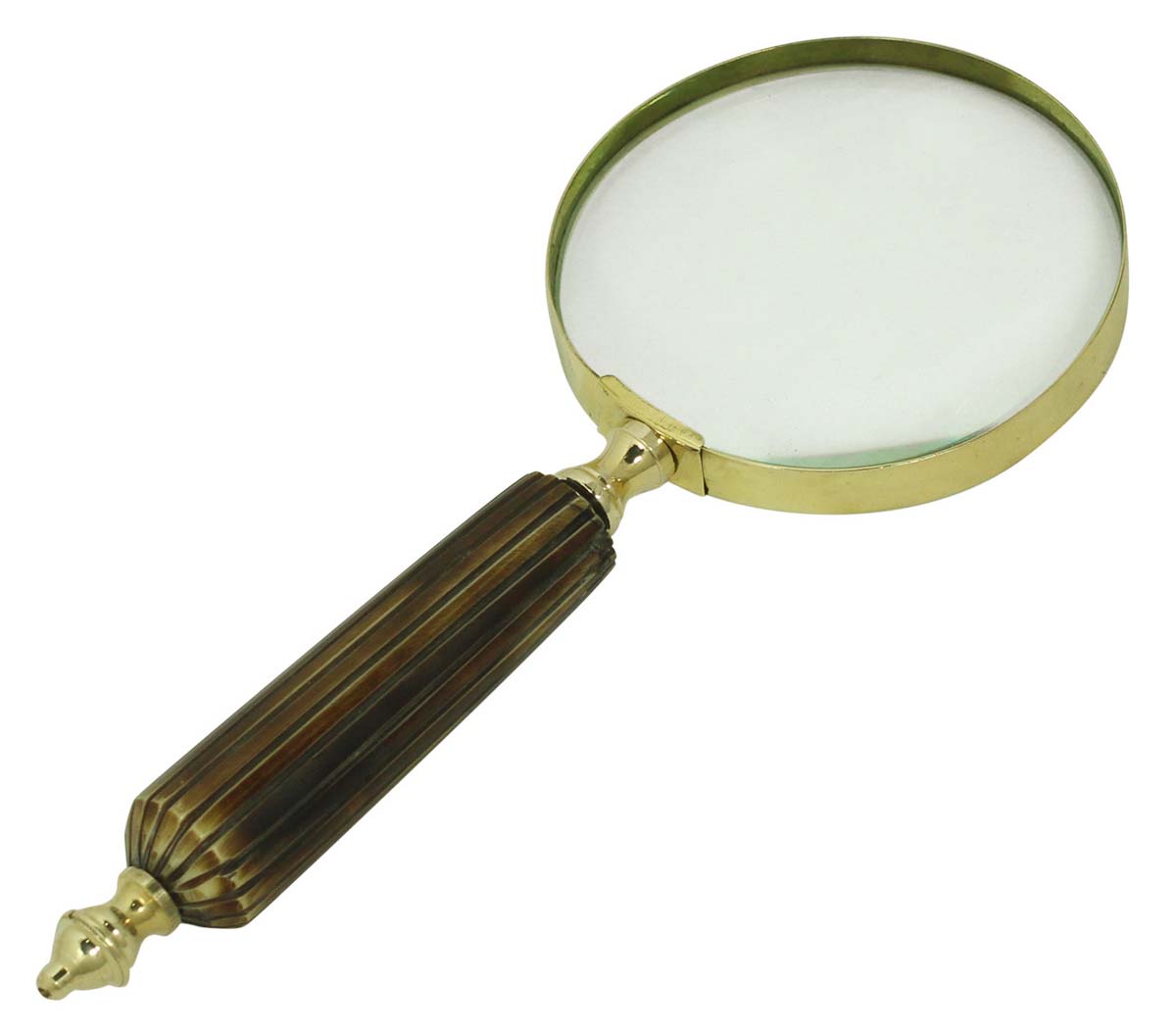 9.5” Magnifying Glass / Lens in Golden Brass & Natural Bone – Handheld Magnifier / Nautical Device / Antique-Look Collectibles / Gifts from India - Buy in Bulk Wholesale