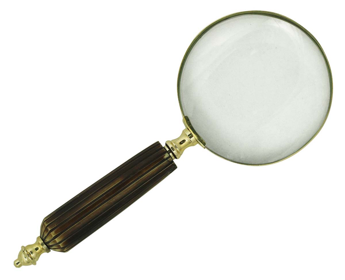 9.5” Magnifying Glass / Lens in Golden Brass & Natural Bone – Handheld Magnifier / Nautical Device / Antique-Look Collectibles / Gifts from India - Buy in Bulk Wholesale