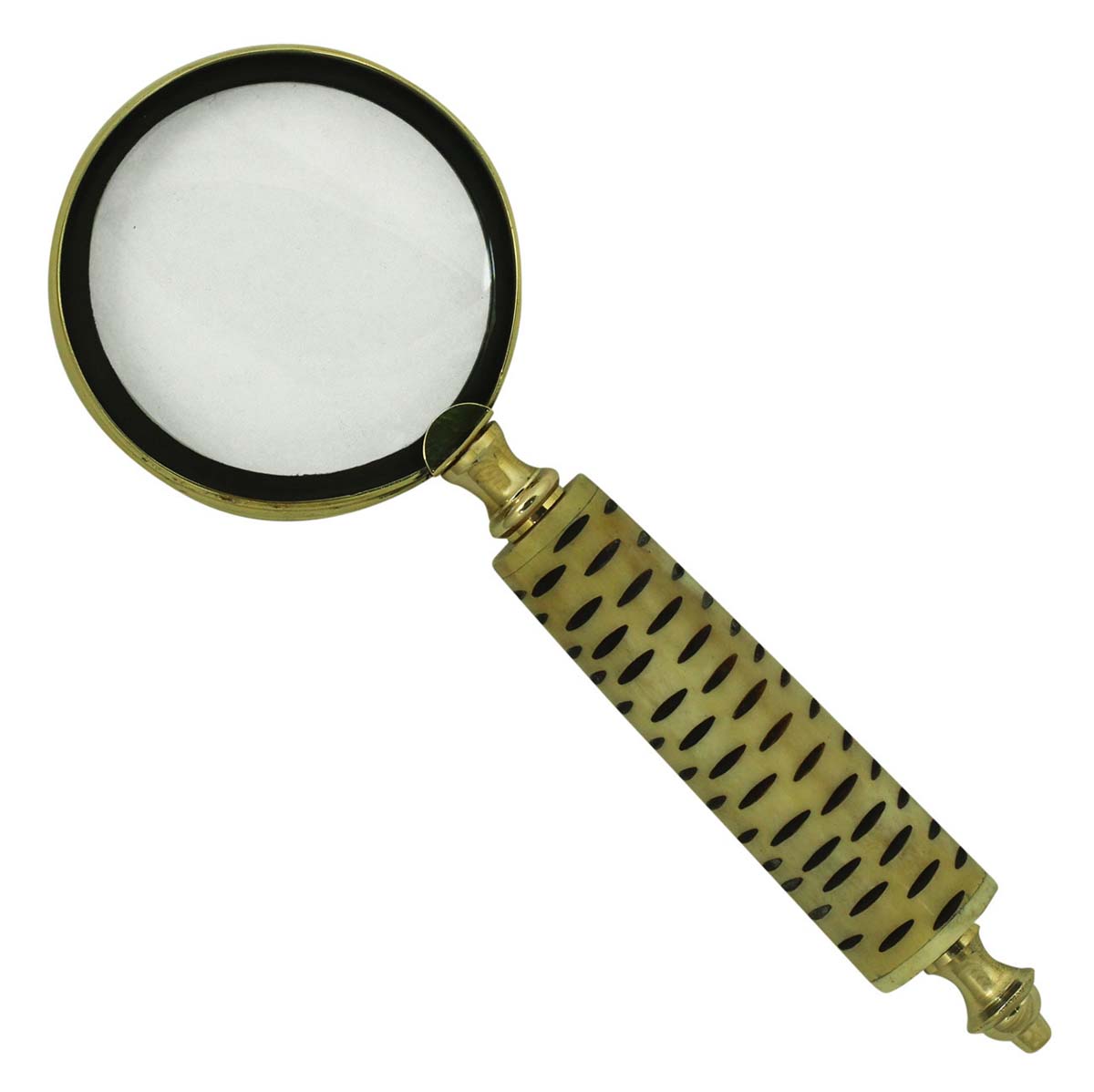 9” Magnifying Glass / Lens in Golden Brass & Natural Bone – Handheld Magnifier / Nautical Device / Antique-Look Collectibles / Gifts from India - Buy in Bulk Wholesale