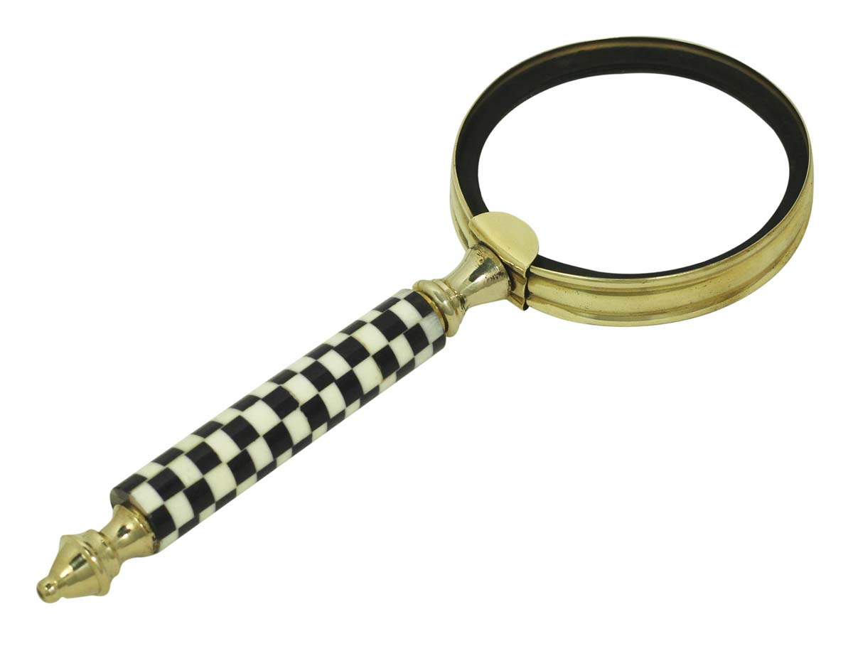 7.8” Magnifying Glass / Lens in Golden Brass & Natural Bone – Handheld Magnifier / Nautical Device / Antique-Look Collectibles / Gifts from India - Buy in Bulk Wholesale