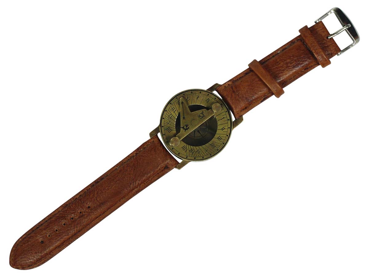 10” Sundial Wrist Watch in Brass with Leather Strap – Nautical Devices / Antique-Look Collectibles / Gifts from India - Buy in Bulk Wholesale