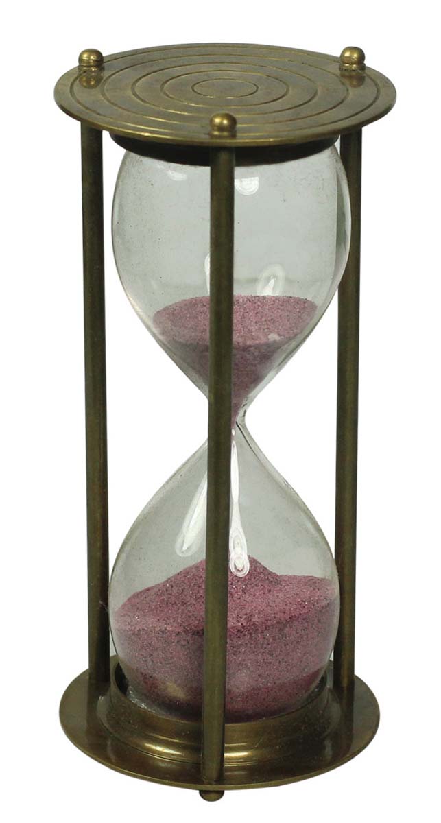 5 Minute Hourglass / Sand Timer in Brass – 6” Nautical Device with Pink Sand – Vintage-Look Collectibles / Gifts from India - Buy in Bulk Wholesale