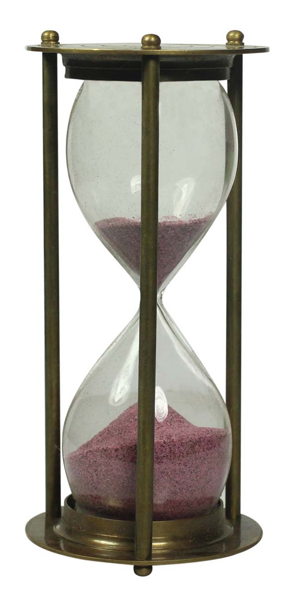 5 Minute Hourglass / Sand Timer in Brass – 6” Nautical Device with Pink Sand – Vintage-Look Collectibles / Gifts from India - Buy in Bulk Wholesale