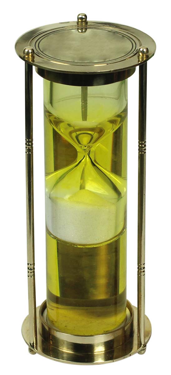 5 Minute Hourglass / Sand Timer in Brass – 6.6” Nautical Device with Yellow Liquid & White Sand – Vintage-Look Collectibles / Gifts from India - Buy in Bulk Wholesale