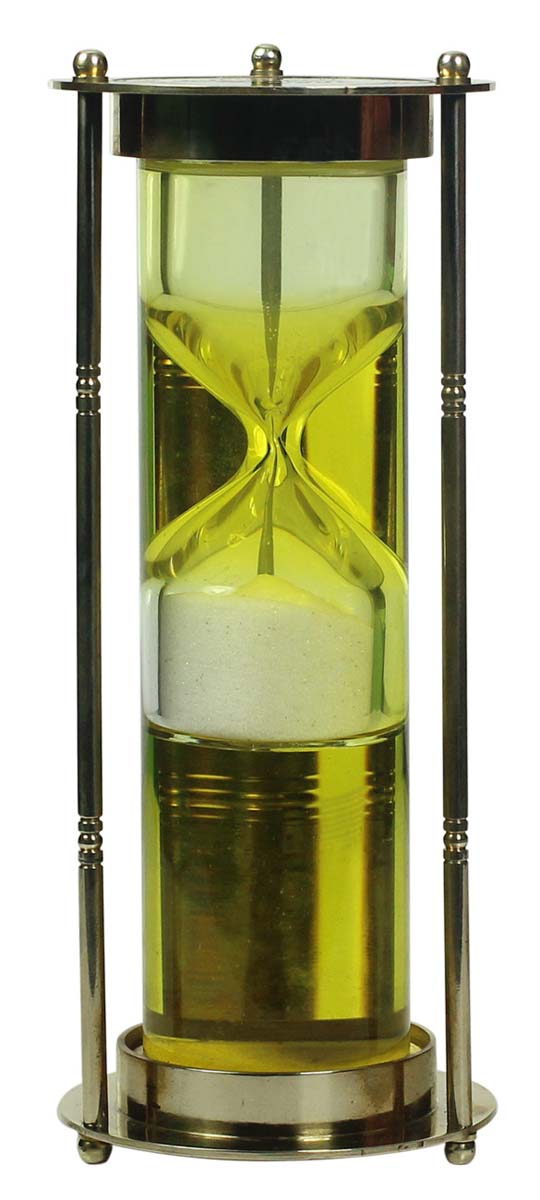 5 Minute Hourglass / Sand Timer in Brass – 6.6” Nautical Device with Yellow Liquid & White Sand – Vintage-Look Collectibles / Gifts from India - Buy in Bulk Wholesale