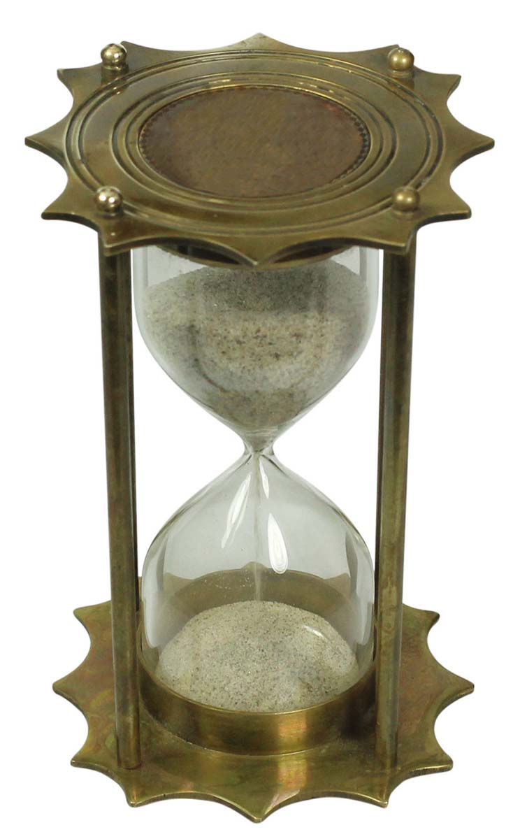 5 Minute Hourglass / Sand Timer in Brass – 5.5” Nautical Device with Brown Sand – Vintage-Look Collectibles / Gifts from India - Buy in Bulk Wholesale