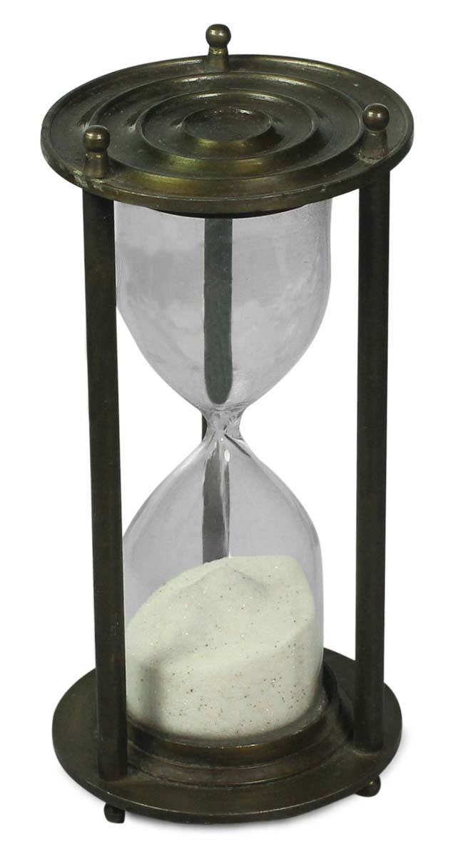 5 Minute Hourglass / Sand Timer in Brass – 6” Nautical Device with White Sand – Vintage-Look Collectibles / Gifts from India - Buy in Bulk Wholesale