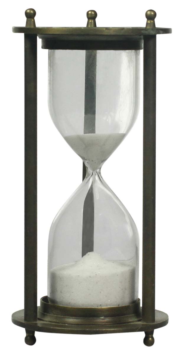 5 Minute Hourglass / Sand Timer in Brass – 6” Nautical Device with White Sand – Vintage-Look Collectibles / Gifts from India - Buy in Bulk Wholesale