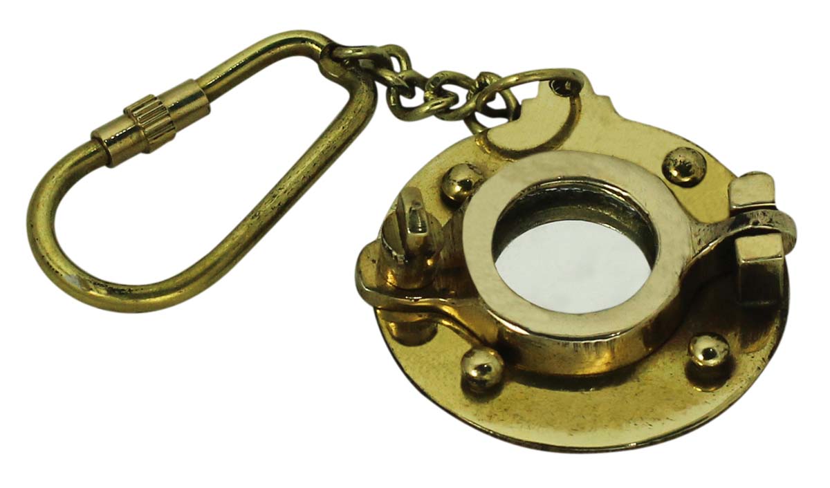 Buy in Bulk Wholesale Key Chain in Brass with Golden Ship Porthole Design 4.5 Inch - Nautical Souvenirs/Gifts/Collectibles from India