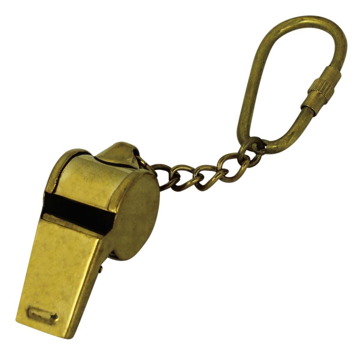 Buy in Bulk Wholesale Key Chain in Brass 4.2” Golden Color Whistle - Nautical Souvenirs/Gifts/Collectibles from India