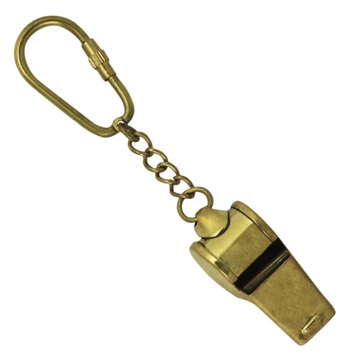 Buy in Bulk Wholesale Key Chain in Brass 4.2” Golden Color Whistle - Nautical Souvenirs/Gifts/Collectibles from India