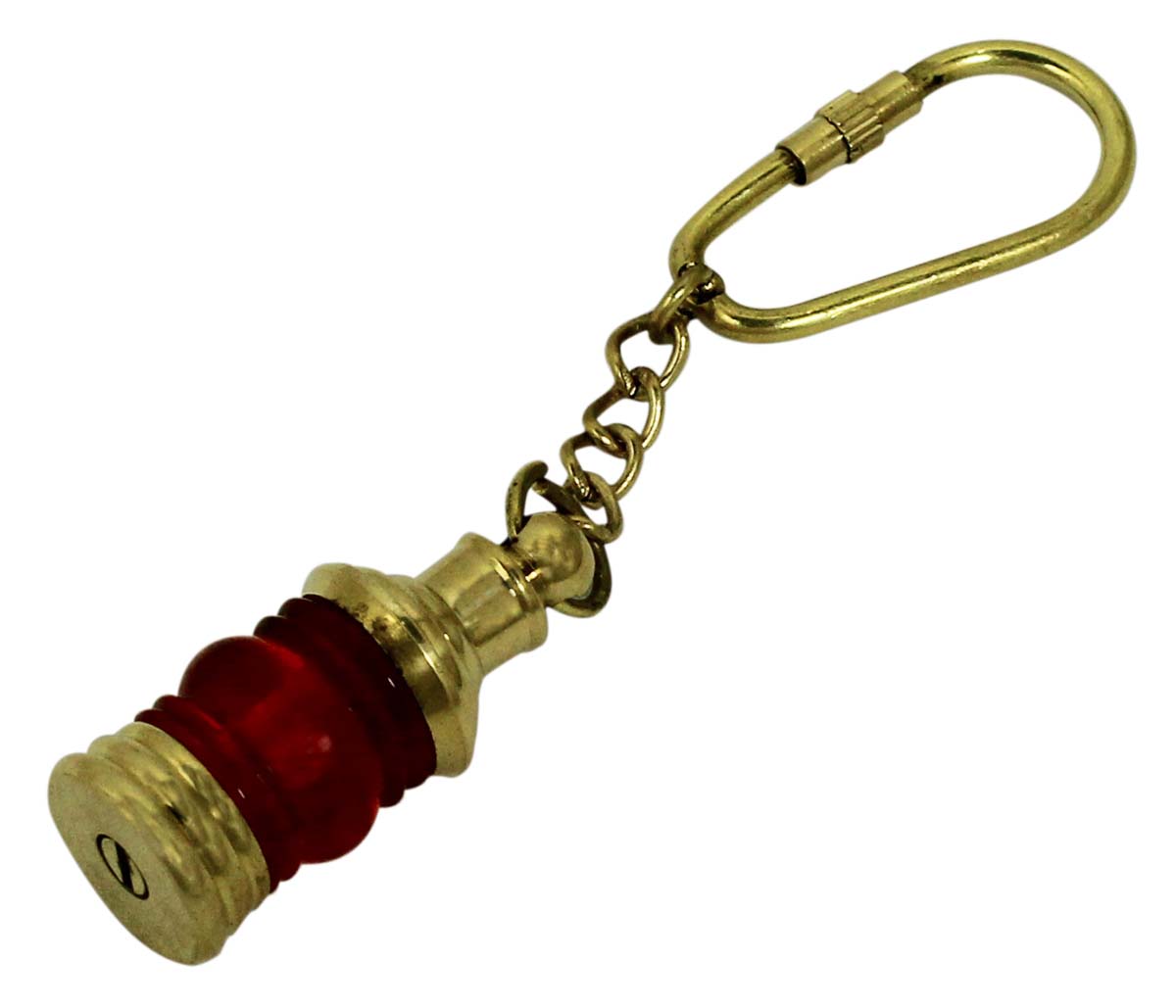 Buy in Bulk Wholesale Key Chain in Red & Golden Brass 4.5” Lamp - Nautical Souvenirs/Antique Look Gifts/Collectibles from India