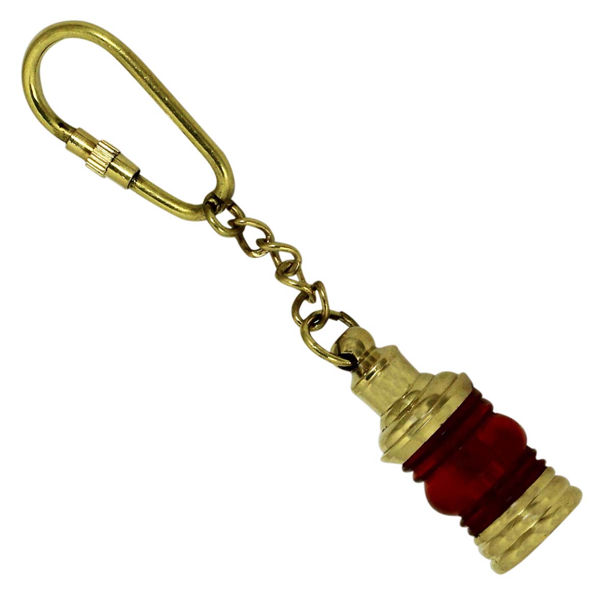 Buy in Bulk Wholesale Key Chain in Red & Golden Brass 4.5” Lamp - Nautical Souvenirs/Antique Look Gifts/Collectibles from India