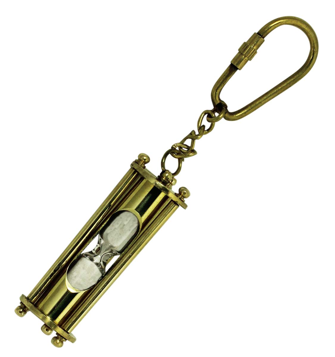 Bulk Wholesale 5” Golden Sand-Timer Key Chain in Brass - Nautical Souvenirs/Gifts/Collectibles from India