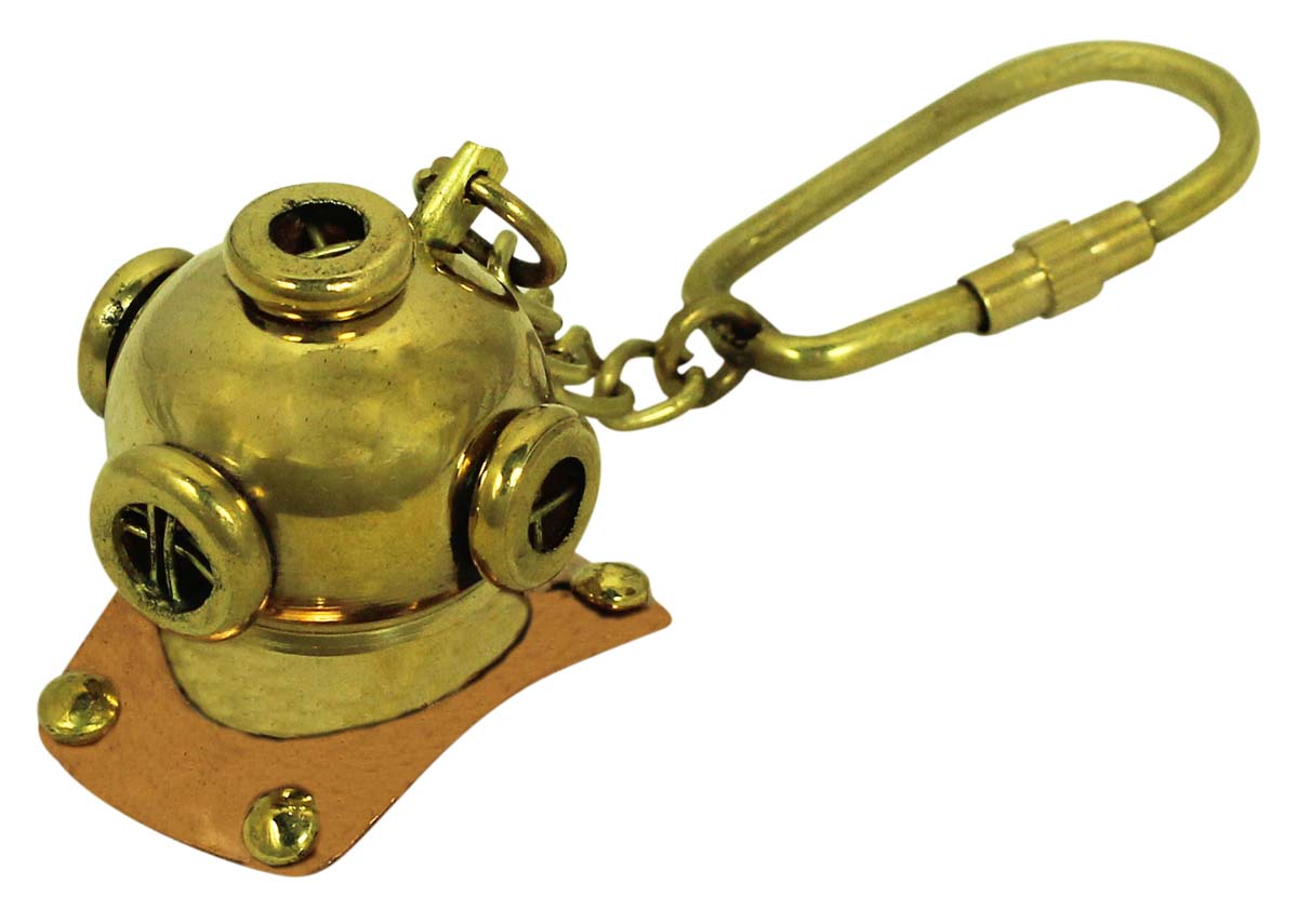 4” Golden Diving Helmet Key Chain in Brass – Nautical Souvenirs / Gifts / Collectibles from India - Buy in Bulk Wholesale
