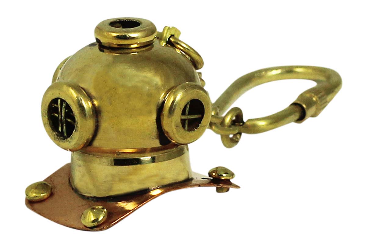 4” Golden Diving Helmet Key Chain in Brass – Nautical Souvenirs / Gifts / Collectibles from India - Buy in Bulk Wholesale