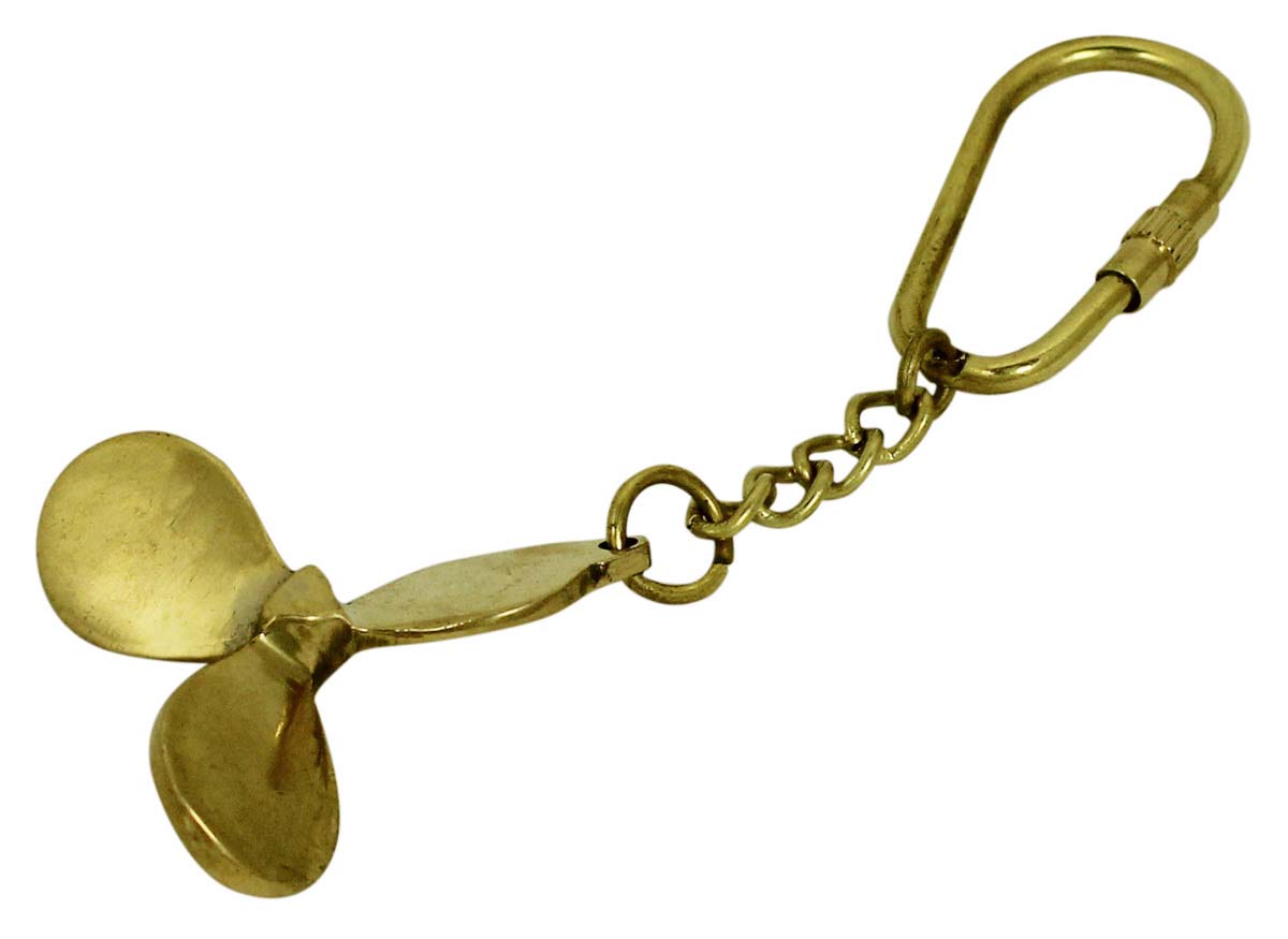 Bulk Wholesale 4” Golden Nautical 3 Blade Ship Propeller Key Chain in Brass - Nautical Souvenirs/Gifts/Collectibles from India