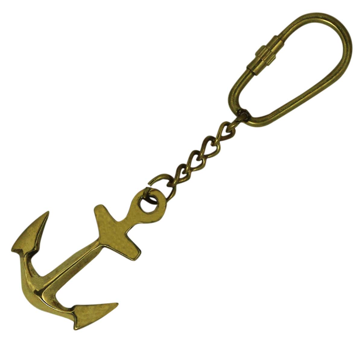4.5” Golden Anchor Key Chain in Brass – Vintage-Look Nautical Souvenirs / Gifts / Collectibles from India - Buy in Bulk Wholesale