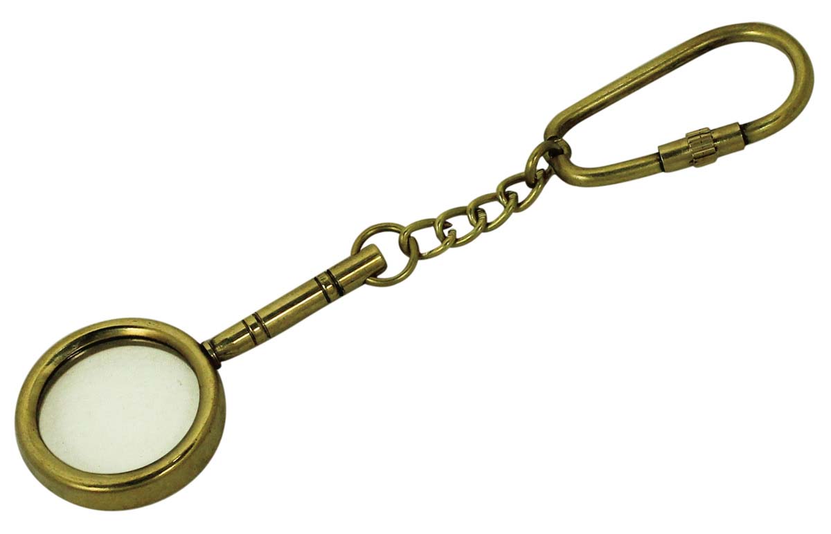 4.9” Golden Magnifying Lens Key Chain in Brass – Vintage-Look Nautical Souvenirs / Gifts / Collectibles from India - Buy in Bulk Wholesale